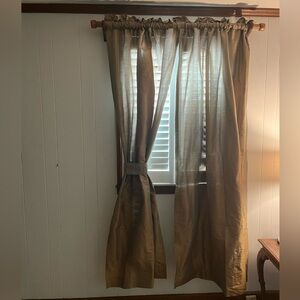 Nobel Excellence Lightweight Tan Curtain Panel Pair lined.